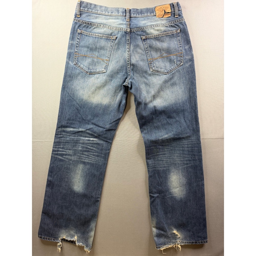 Aeropostale Original Bootcut Jeans Mens Blue Distressed Denim 34x34